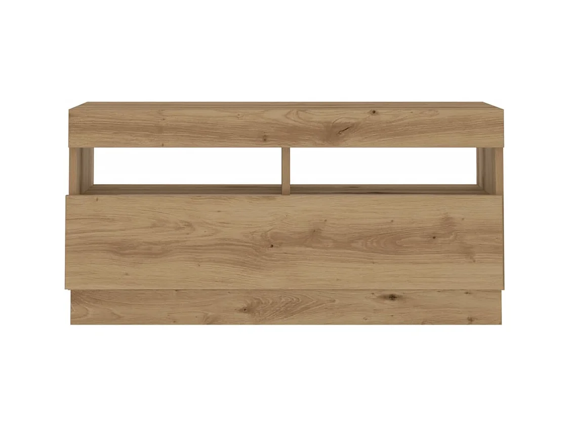 Meuble TV avec lumières LED chêne artisanal bois d'ingénierie