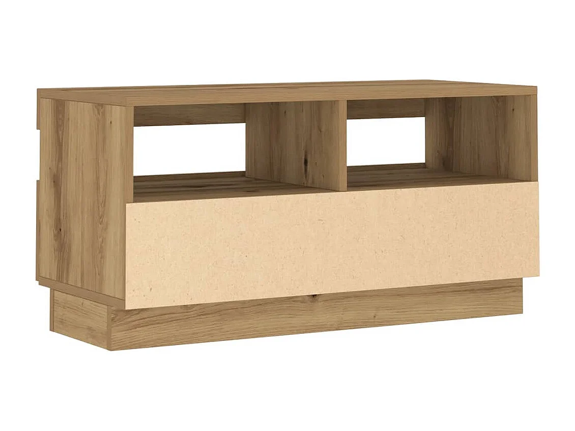 Meuble TV avec lumières LED chêne artisanal bois d'ingénierie