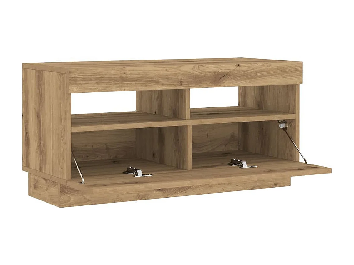 Meuble TV avec lumières LED chêne artisanal bois d'ingénierie