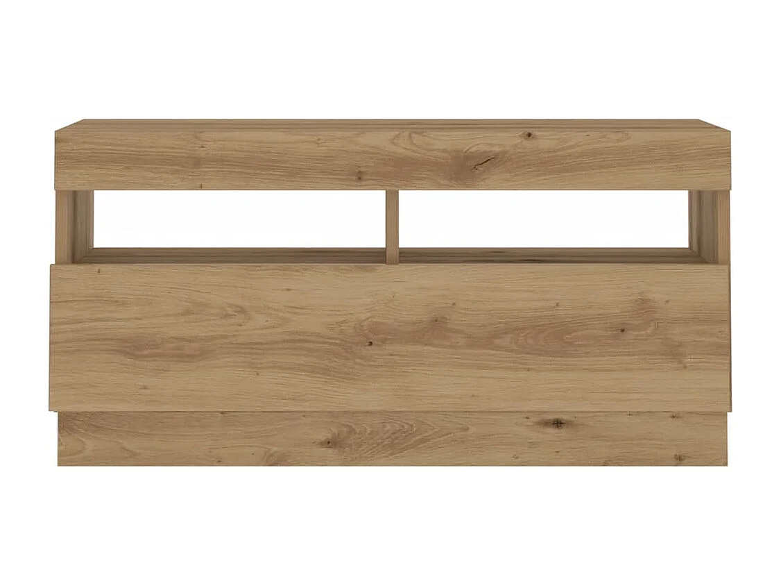 Meuble TV avec lumières LED chêne artisanal bois d'ingénierie