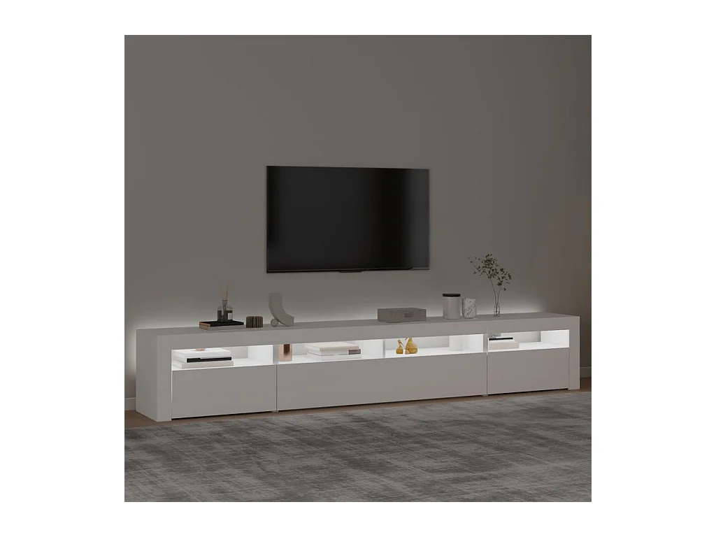Meuble TV avec lumières LED Blanc 240x35x40 cm