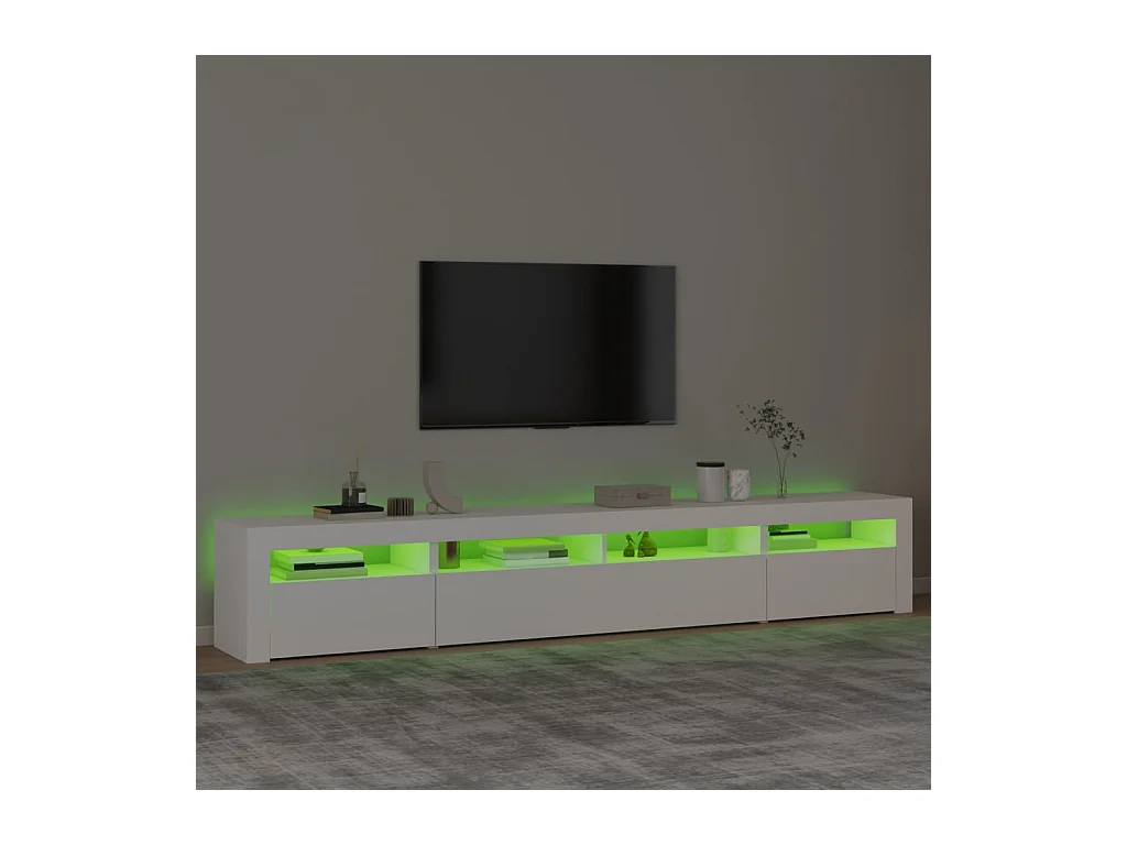Meuble TV avec lumières LED Blanc 240x35x40 cm