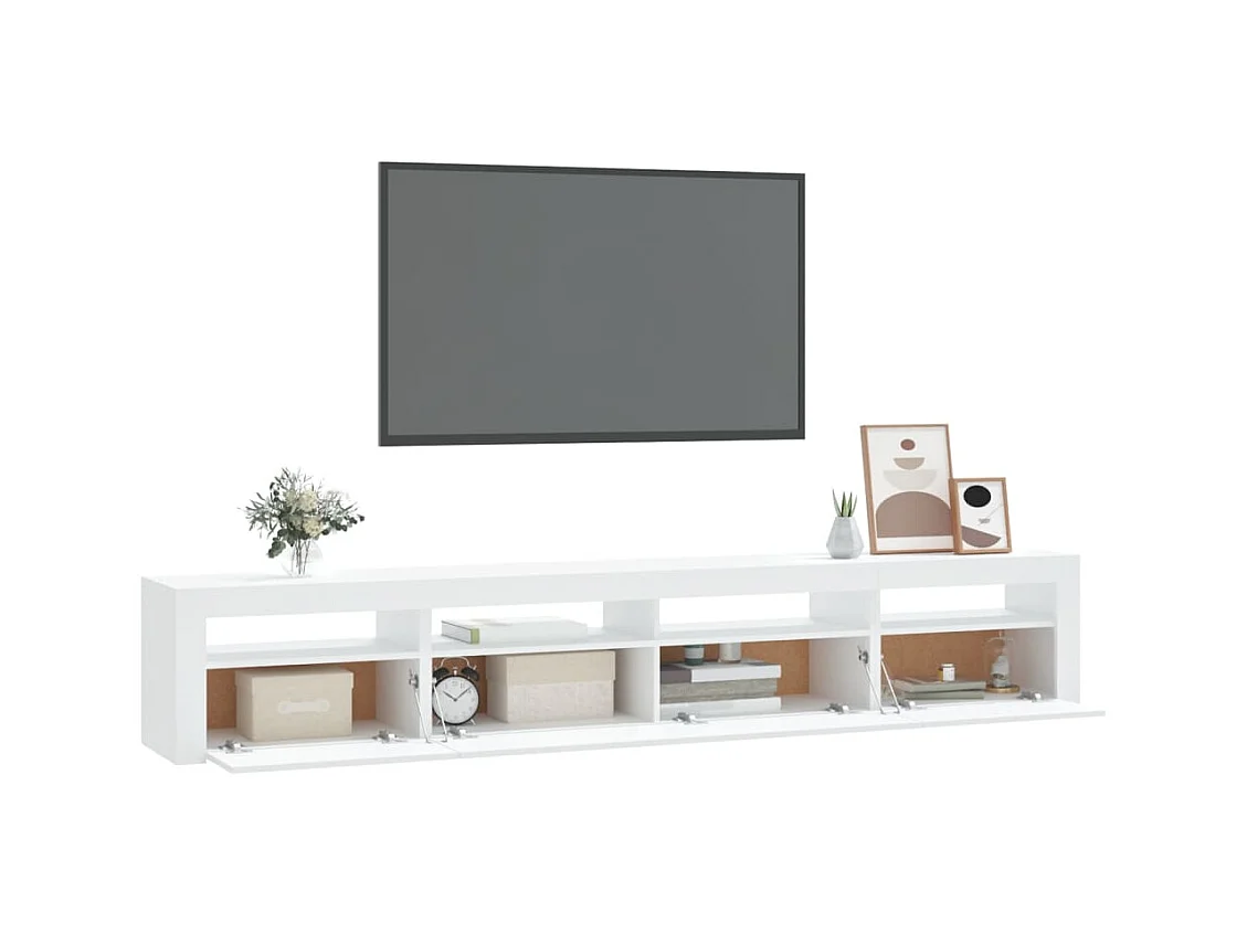 Meuble TV avec lumières LED Blanc 240x35x40 cm