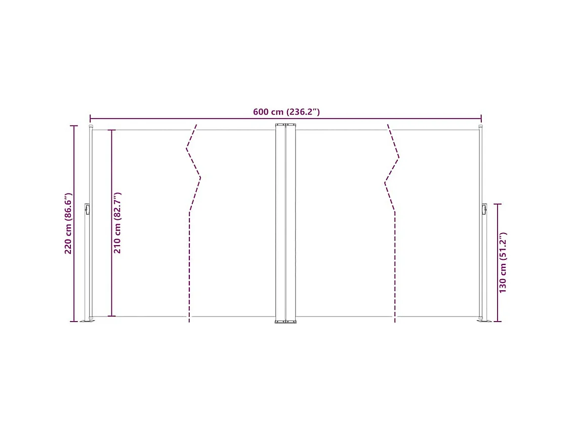 Auvent latéral rétractable Crème 200x600 cm