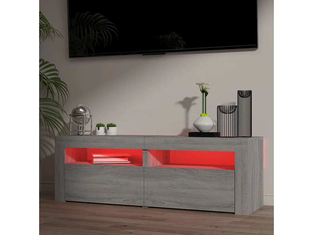 Meuble TV avec lumières LED sonoma gris 120x35x40 cm