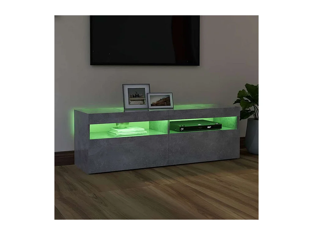 Betongrijs tv-meubel met ledverlichting 120x35x40 cm
