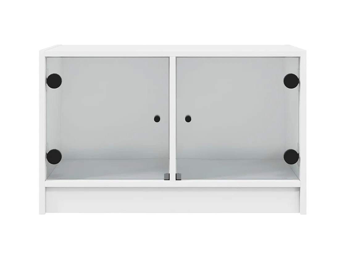 Meuble TV avec portes en verre blanc 68x37x42 cm