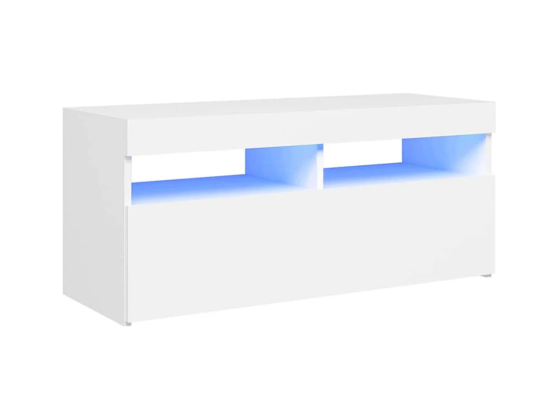 Meuble TV avec lumières LED blanc 90x35x40 cm