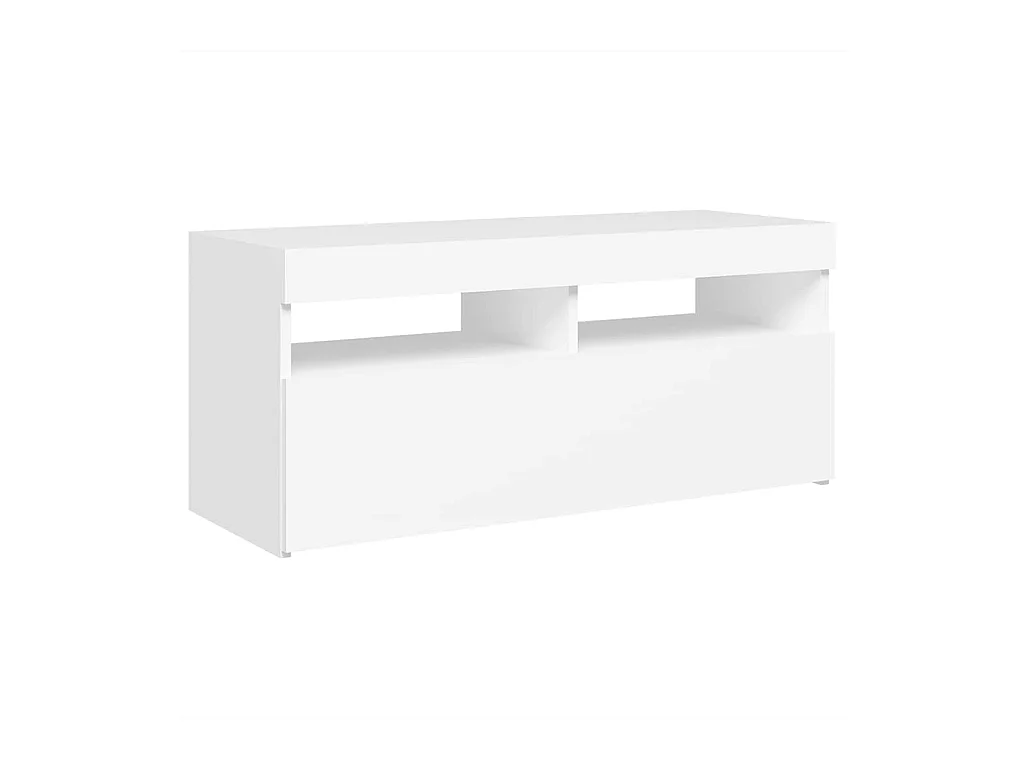 Meuble TV avec lumières LED blanc 90x35x40 cm