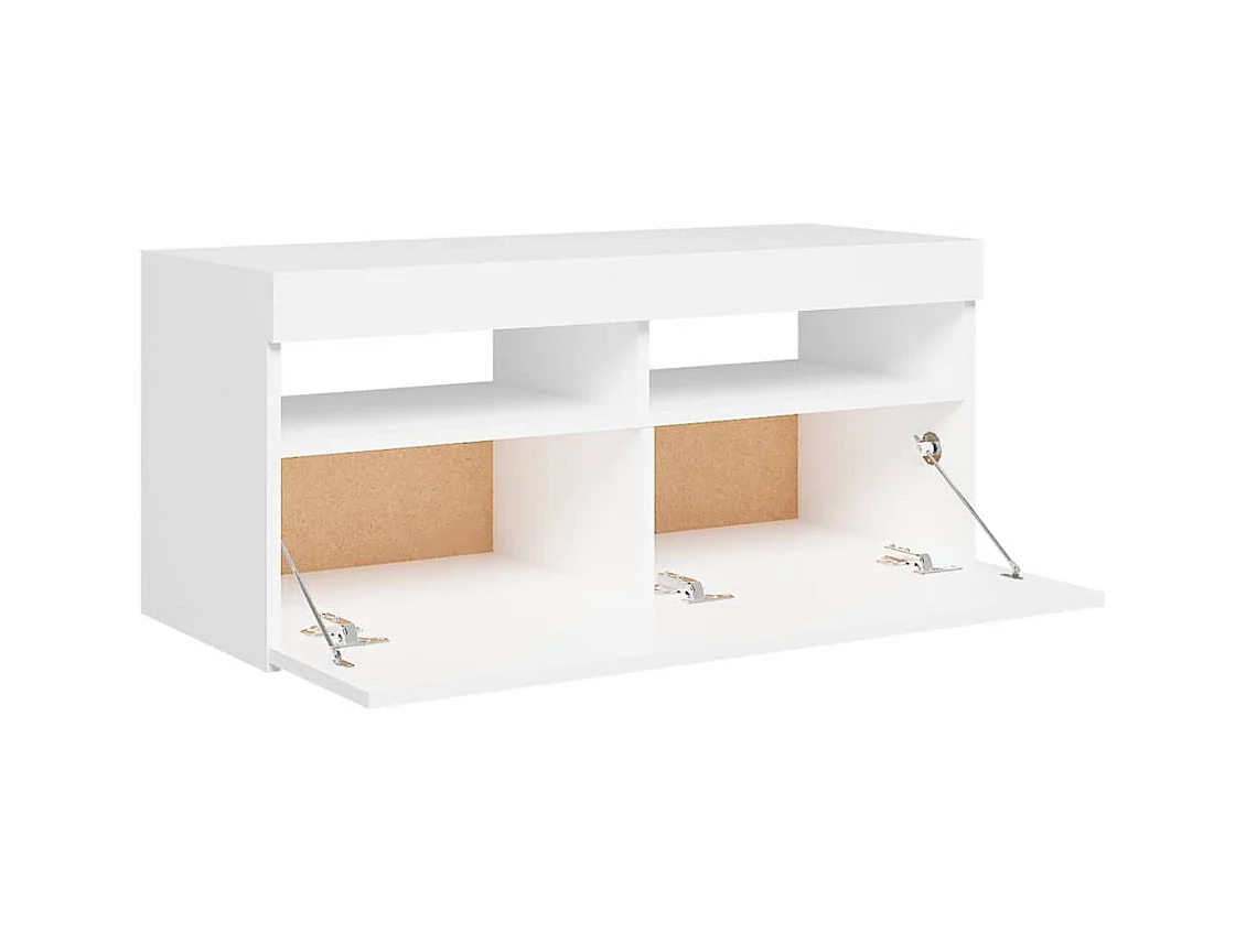 Meuble TV avec lumières LED blanc 90x35x40 cm