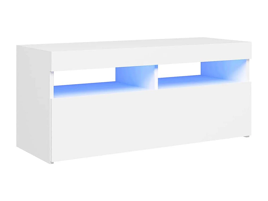 Meuble TV avec lumières LED blanc 90x35x40 cm