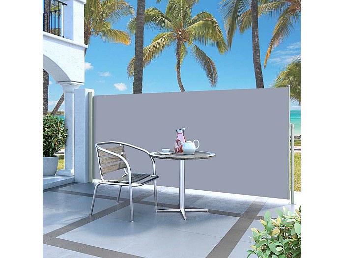 Kavolet Tenda Da Sole Laterale Allungabile, 60x300 Cm, Grigia, Parasole E Antivento Per Balcone E Terrazza