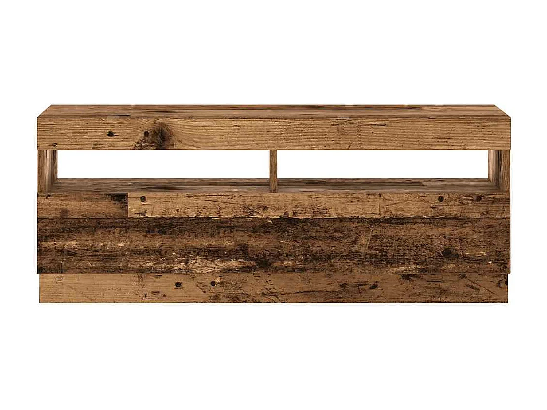 Meuble TV avec lumières LED vieux bois bois d'ingénierie