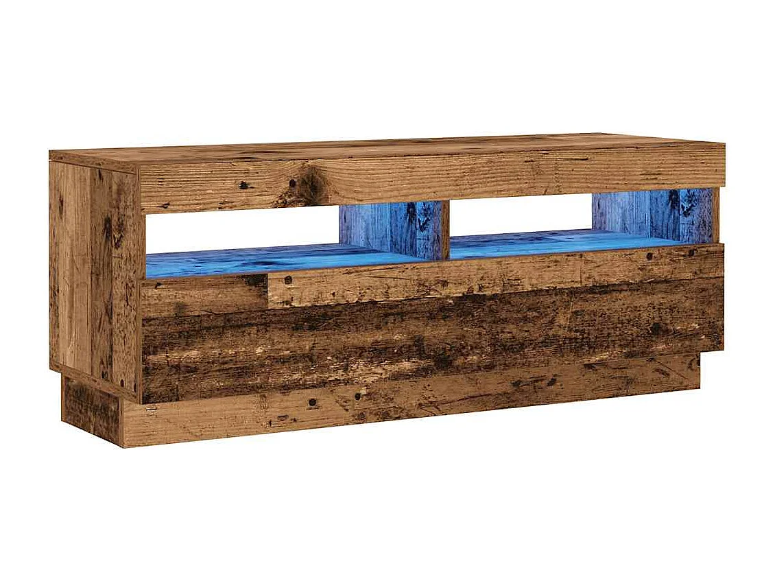 Meuble TV avec lumières LED vieux bois bois d'ingénierie