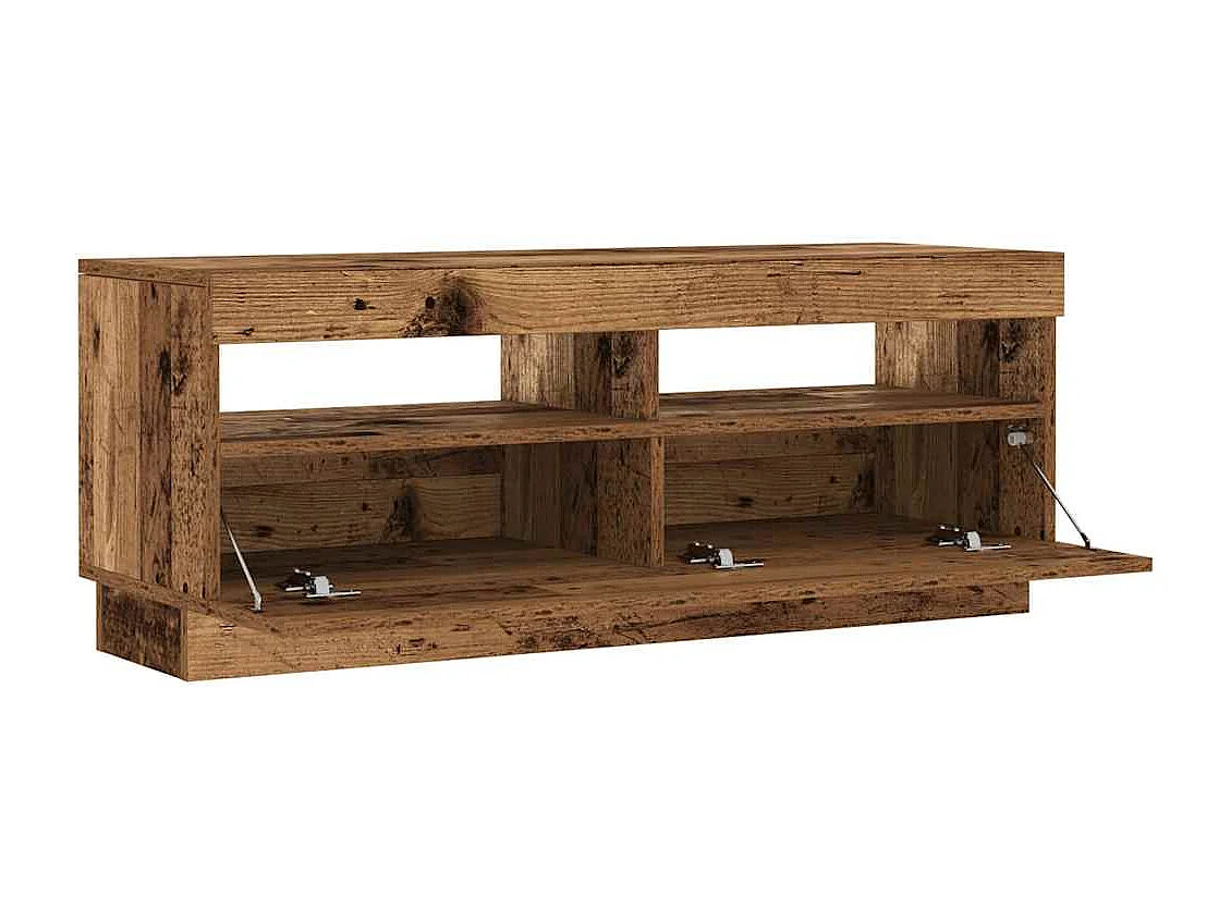 Meuble TV avec lumières LED vieux bois bois d'ingénierie