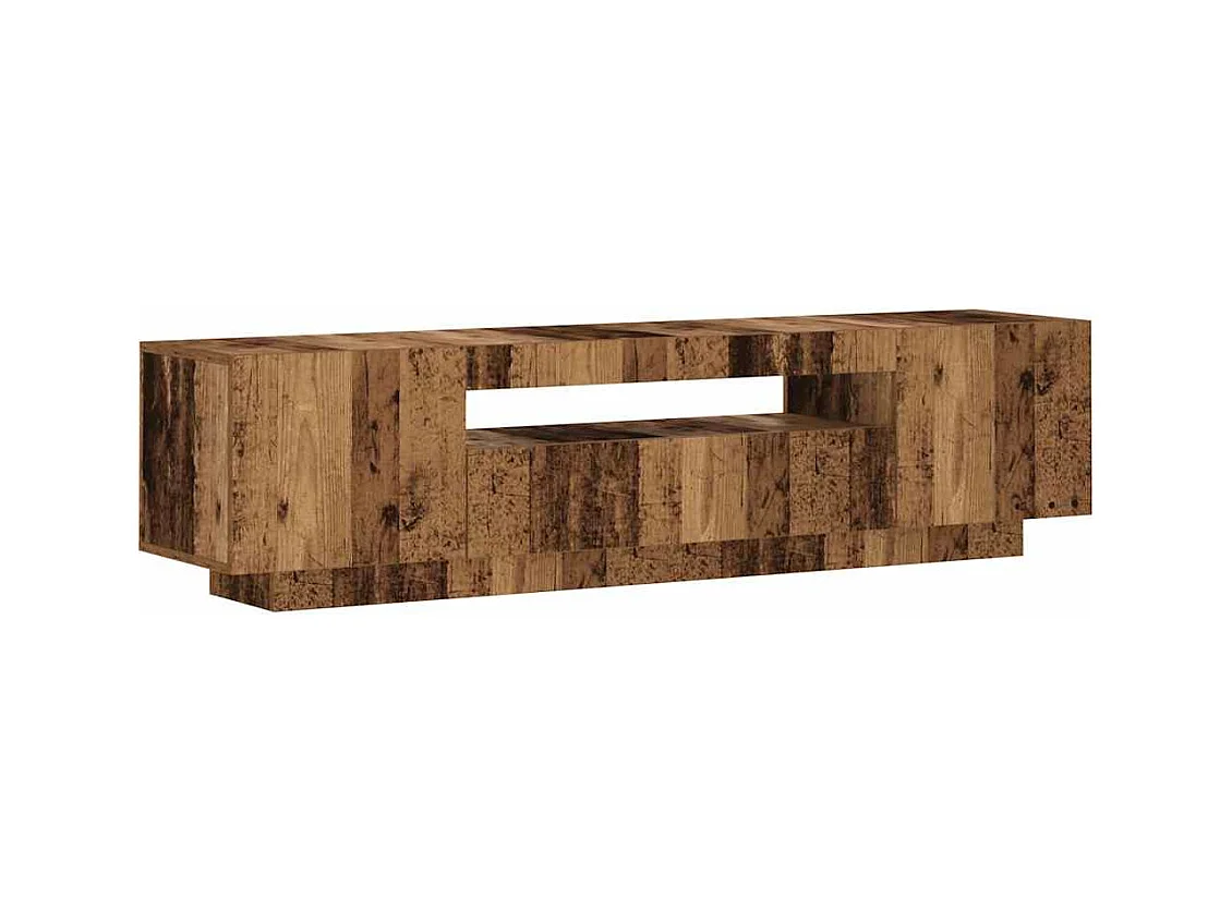 Meuble TV avec lumières LED vieux bois bois d'ingénierie