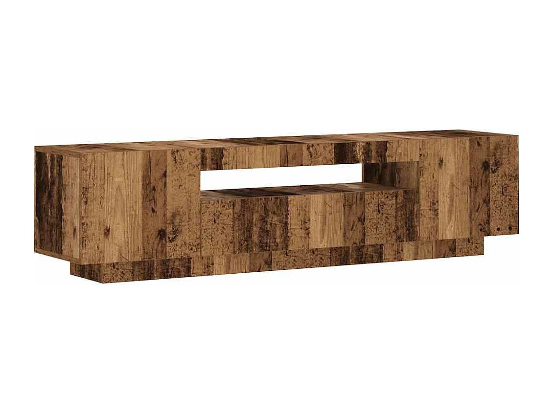 Meuble TV avec lumières LED vieux bois bois d'ingénierie
