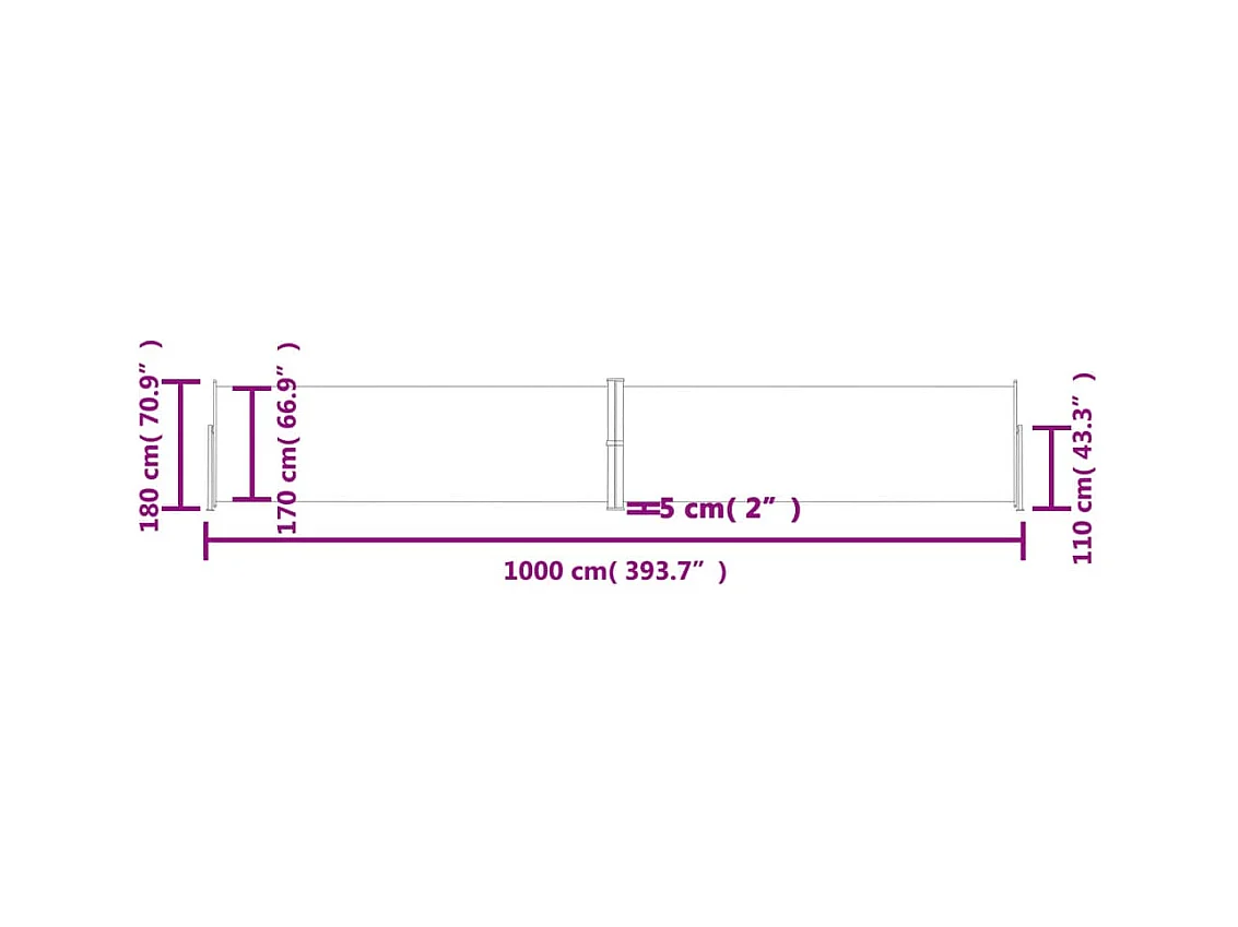 Toldo lateral retráctil Antracita 180x1000 cm