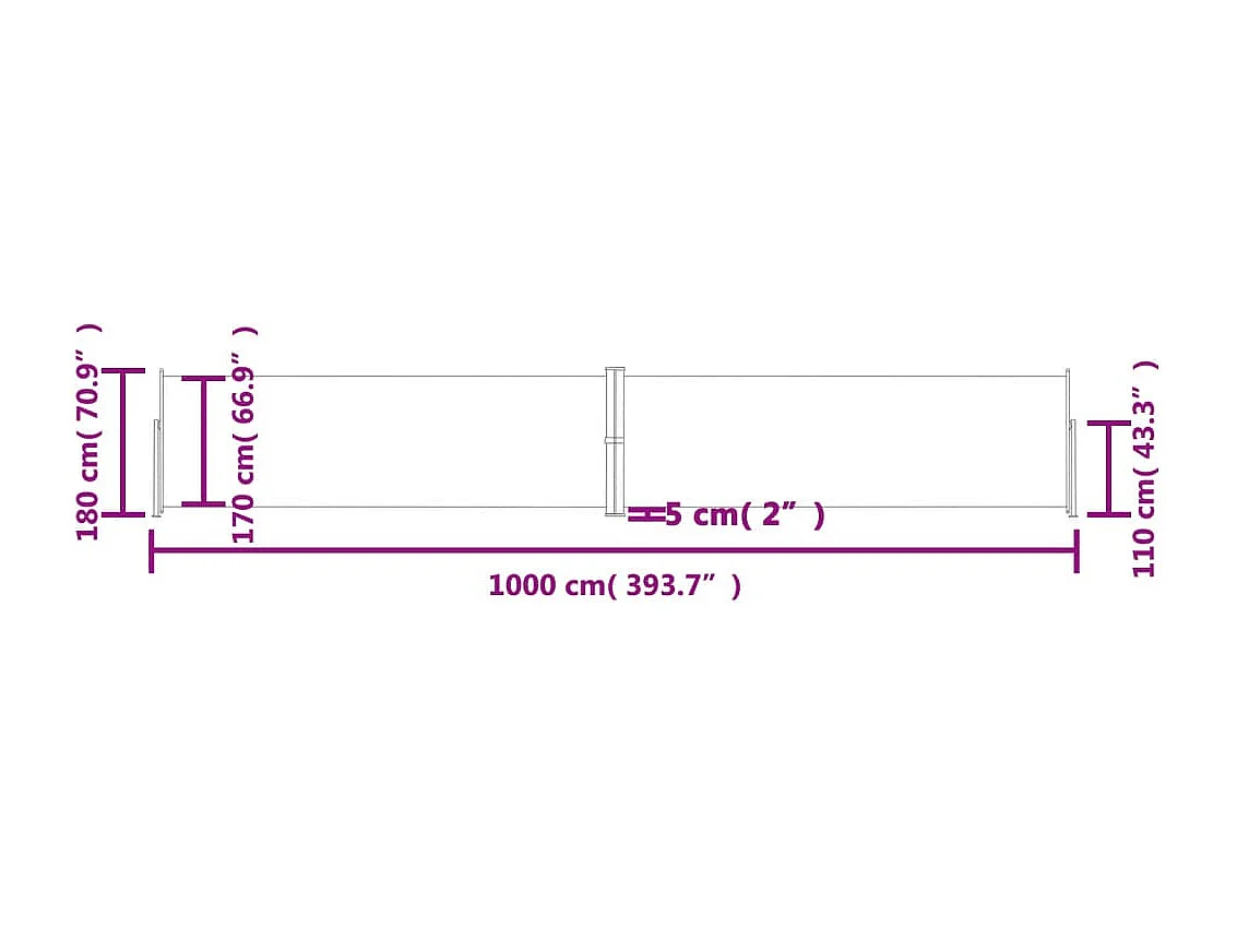 Auvent latéral rétractable Anthracite 180x1000 cm