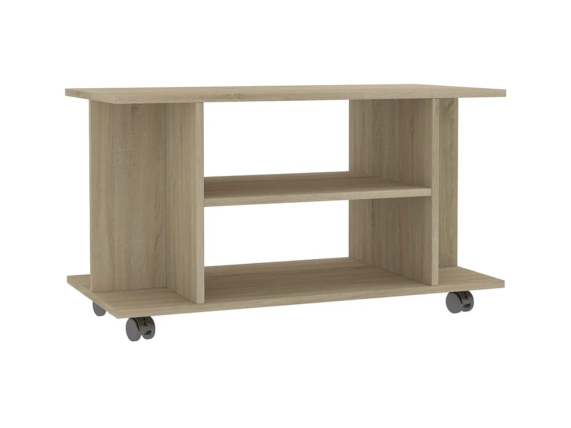 Meuble TV et roulettes chêne sonoma 80x40x45 cm bois ingénierie