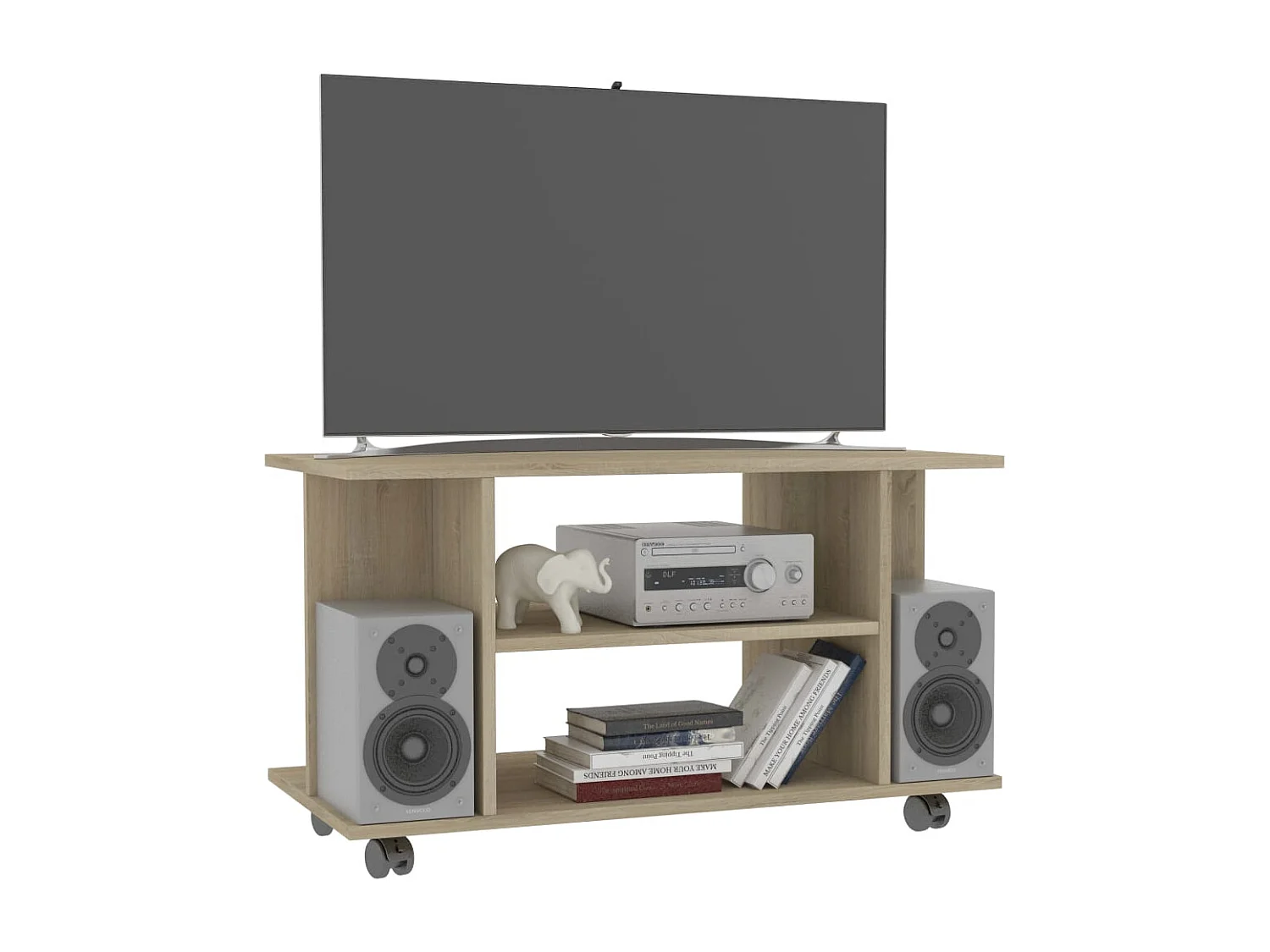 Meuble TV et roulettes chêne sonoma 80x40x45 cm bois ingénierie