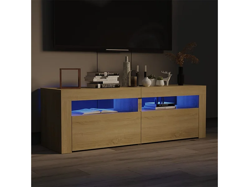 TV-meubel met LED-verlichting Sonoma eiken 120x35x40 cm