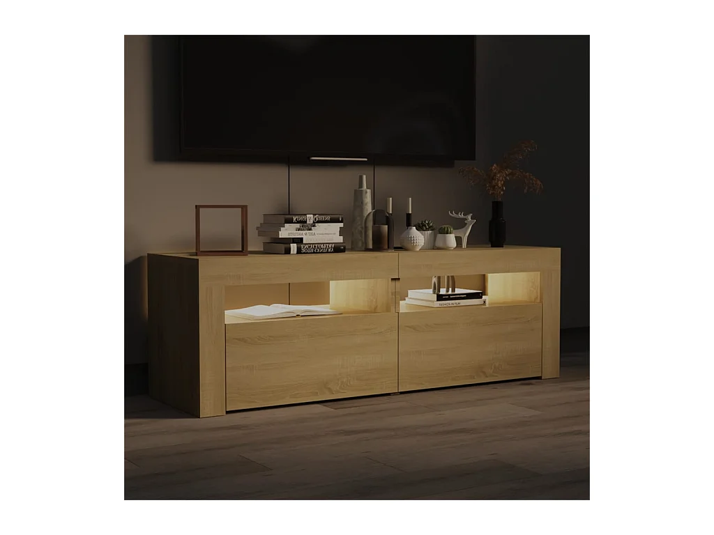 Meuble TV avec lumières LED chêne sonoma 120x35x40 cm