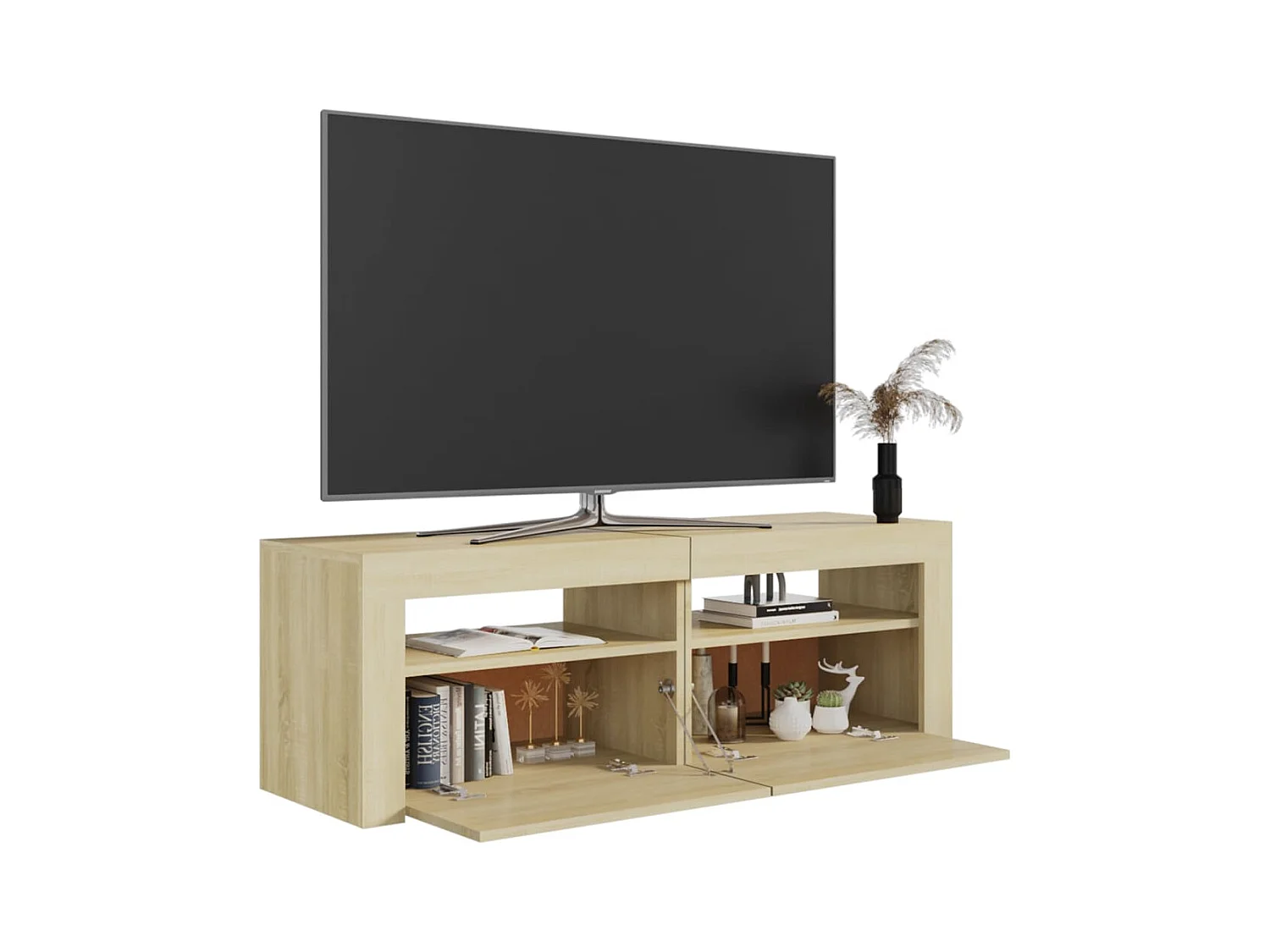 Meuble TV avec lumières LED chêne sonoma 120x35x40 cm