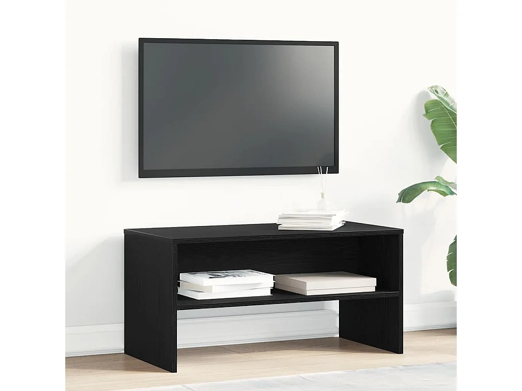 Meuble TV chêne noir 80x40x40 cm bois d'ingénierie