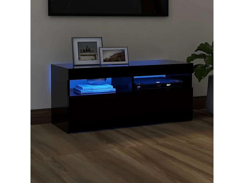 Meuble TV avec lumières LED noir 90x35x40 cm