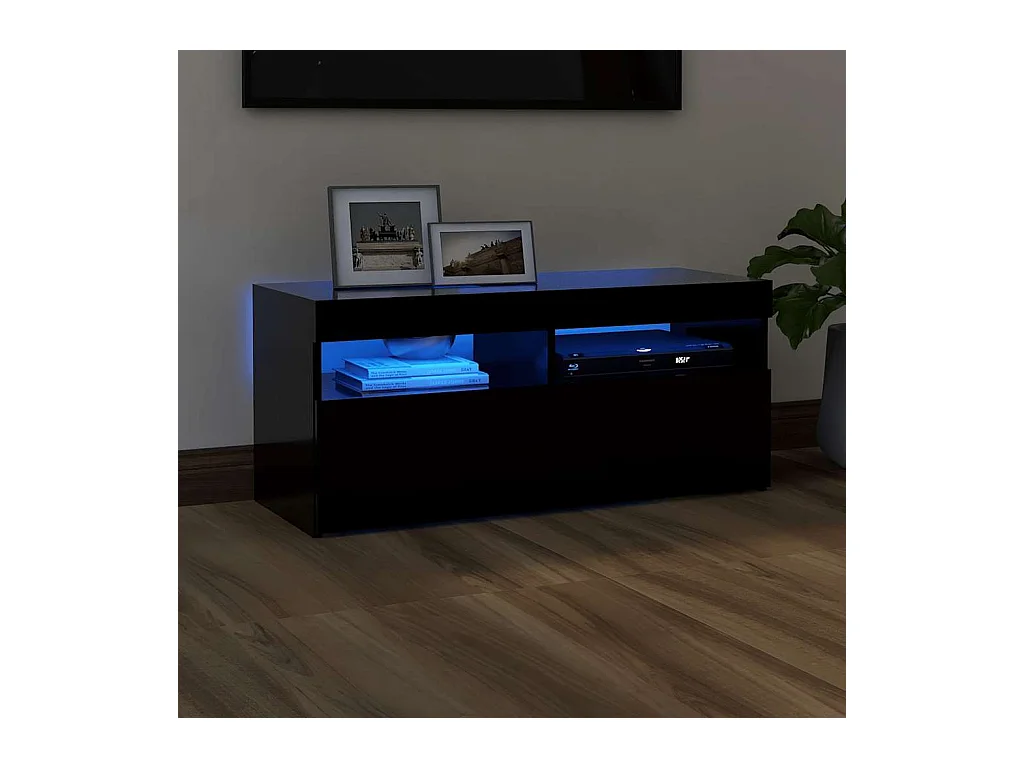 Meuble TV avec lumières LED noir 90x35x40 cm