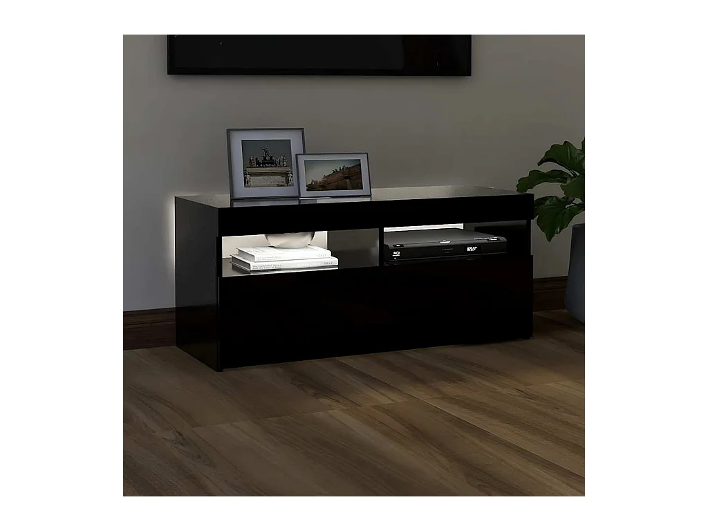 Meuble TV avec lumières LED noir 90x35x40 cm