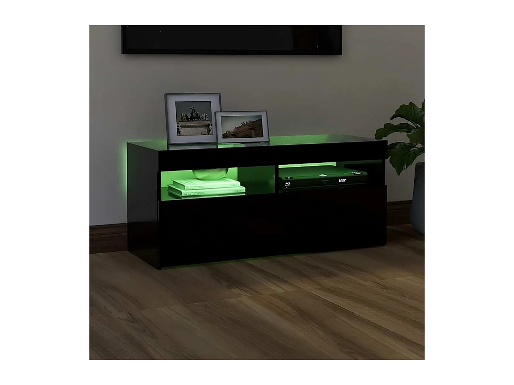 Meuble TV avec lumières LED noir 90x35x40 cm