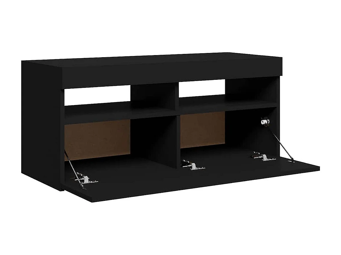 Mueble de TV con luces LED negro 90x35x40 cm