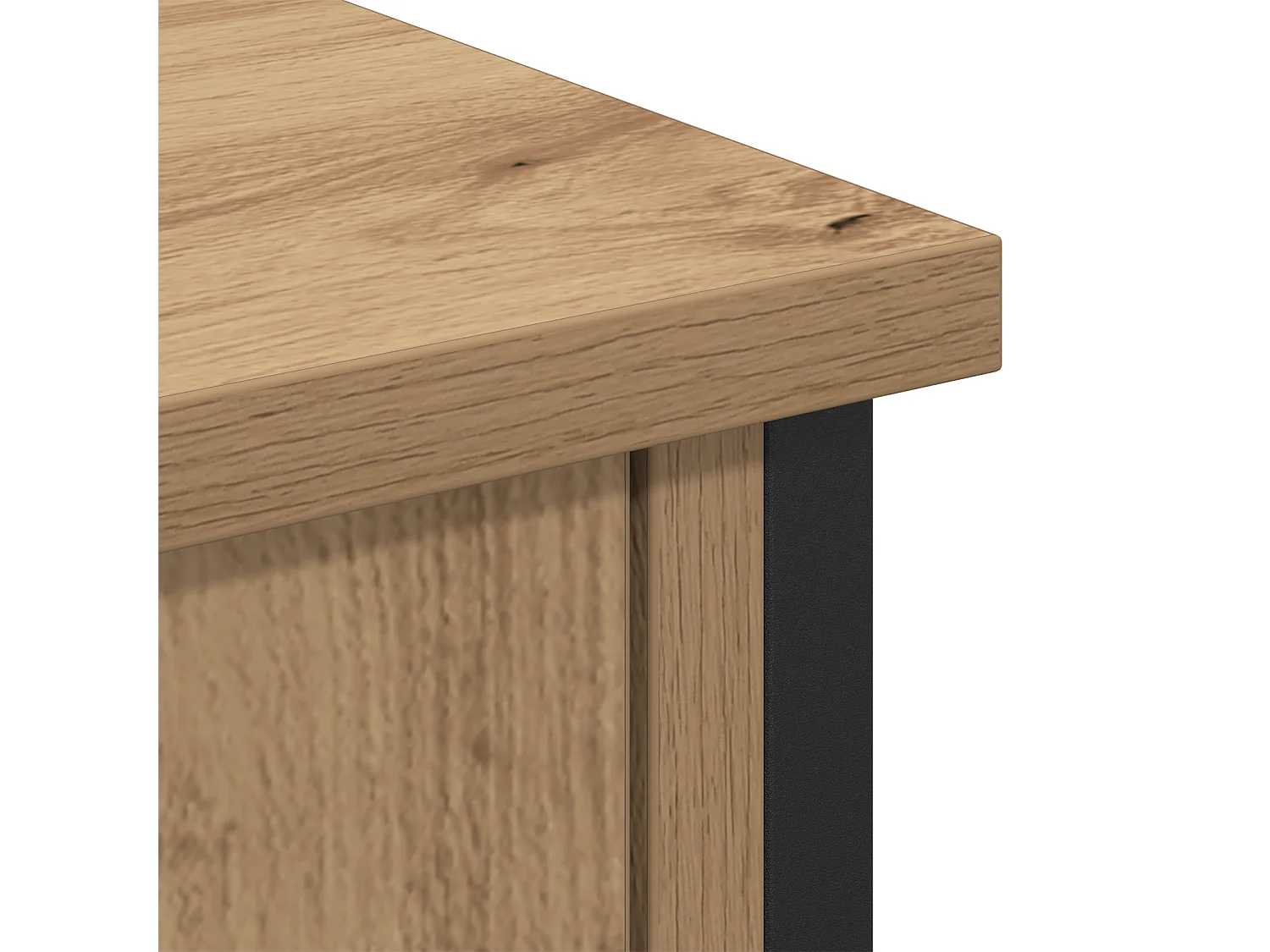 Zwarte eiken tv-kast 101x35x65 cm, gereconstrueerd hout en staal