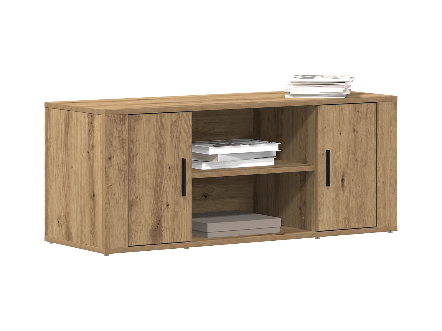 Artisan Eiken TV-kast 100x35x40 cm in bewerkt hout
