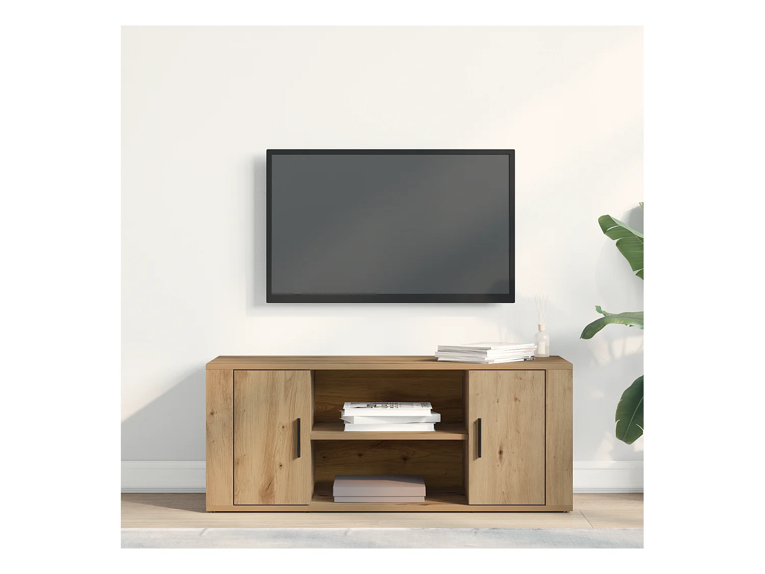 Artisan Eiken TV-kast 100x35x40 cm in bewerkt hout
