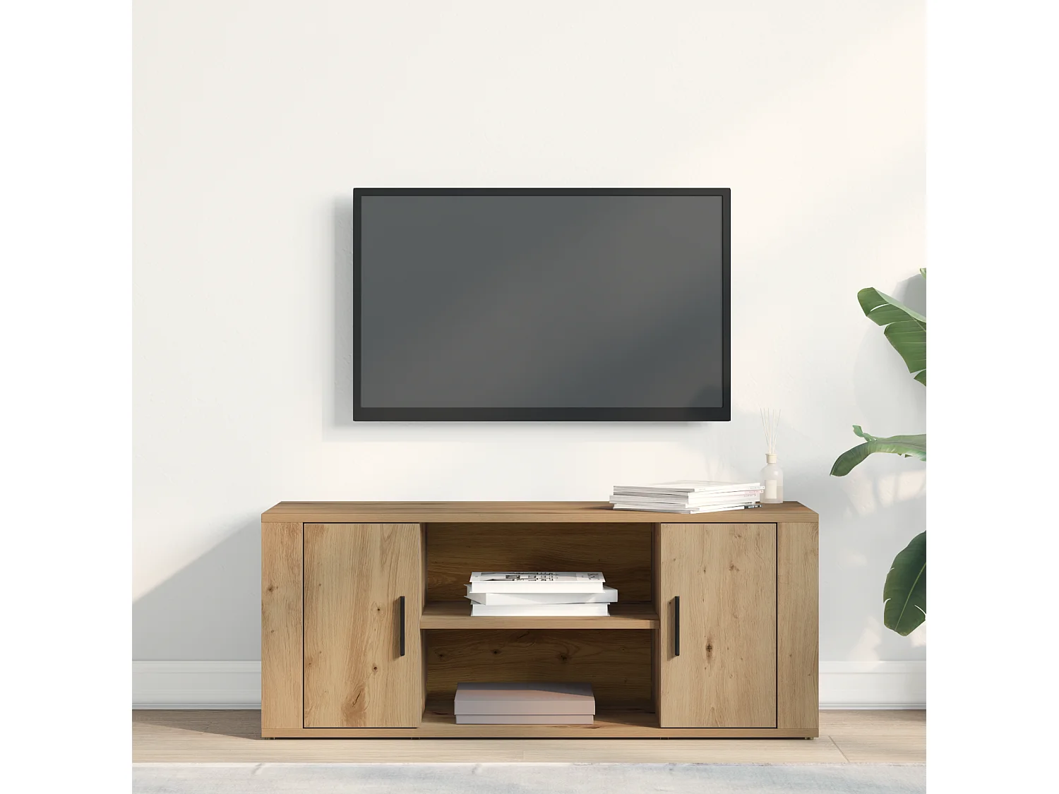 Artisan Eiken TV-kast 100x35x40 cm in bewerkt hout
