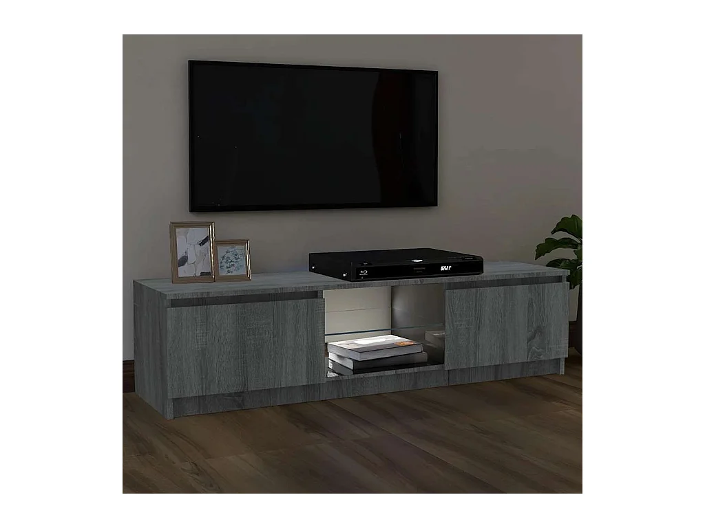 Meuble TV avec lumières LED sonoma gris 120x30x36 cm