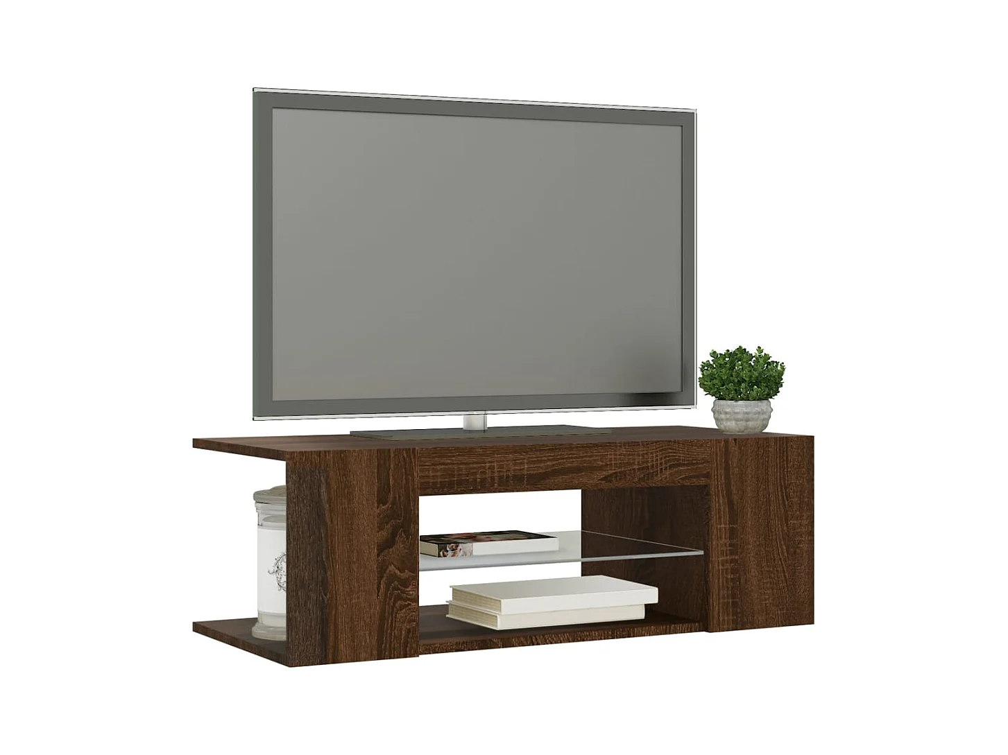 Meuble TV avec lumières LED Chêne marron 90x39x30 cm