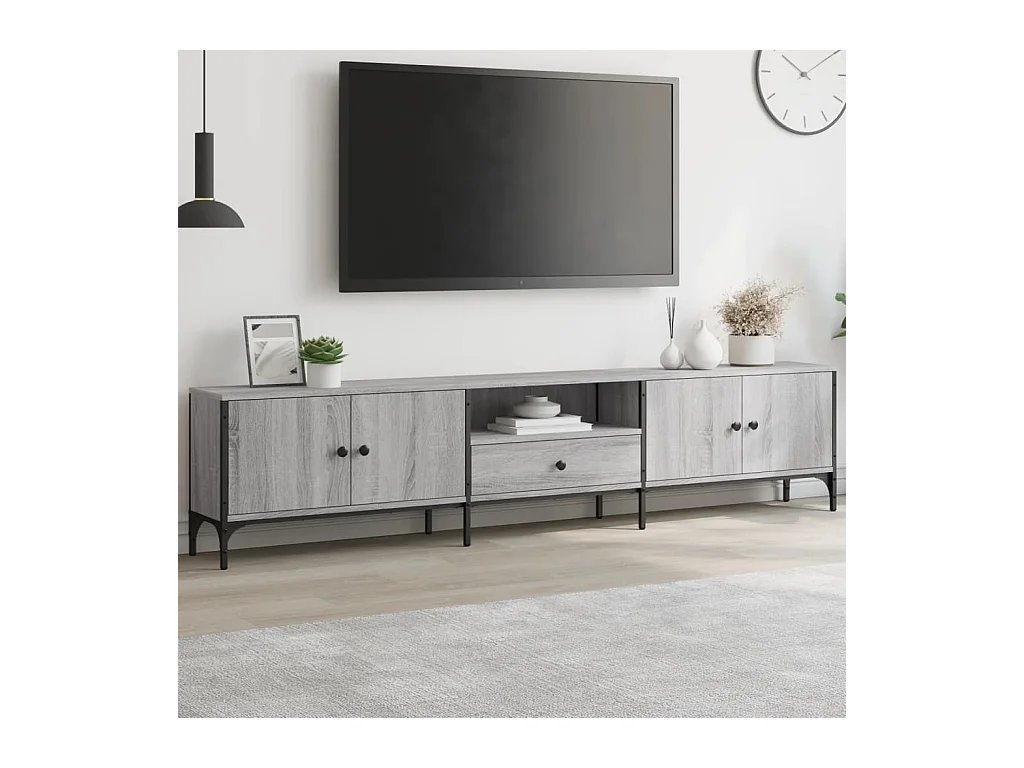 Meuble TV à tiroir sonoma gris 200x25x44 cm bois d'ingénierie