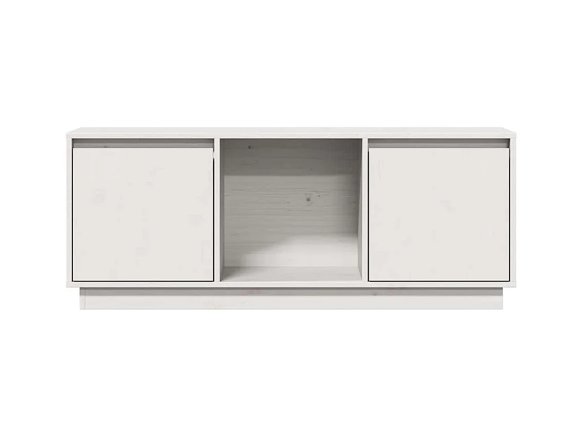 Meuble TV Blanc 110,5x35x44 cm Bois de pin massif