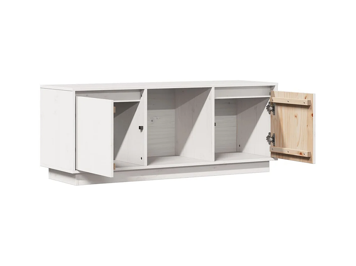 Meuble TV Blanc 110,5x35x44 cm Bois de pin massif