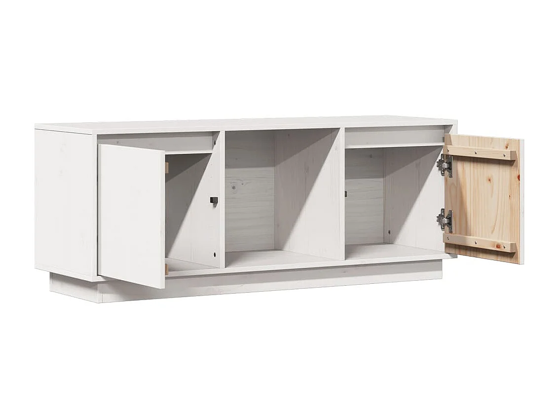 Meuble TV Blanc 110,5x35x44 cm Bois de pin massif