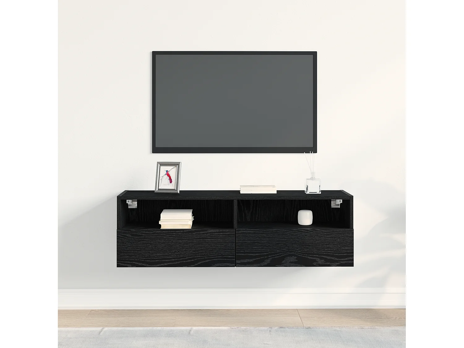 Mobile TV in rovere nero 100x30x30 cm in legno ingegnerizzato