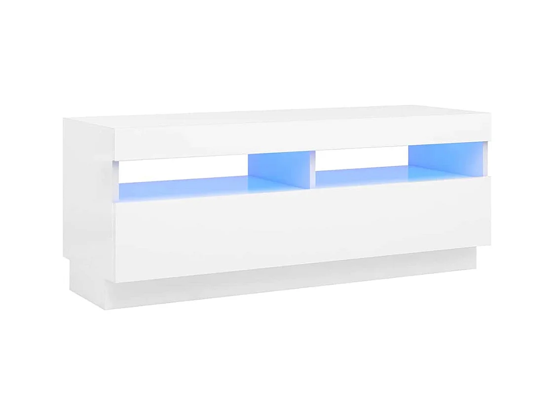 Meuble TV avec lumières LED Blanc 100x35x40 cm
