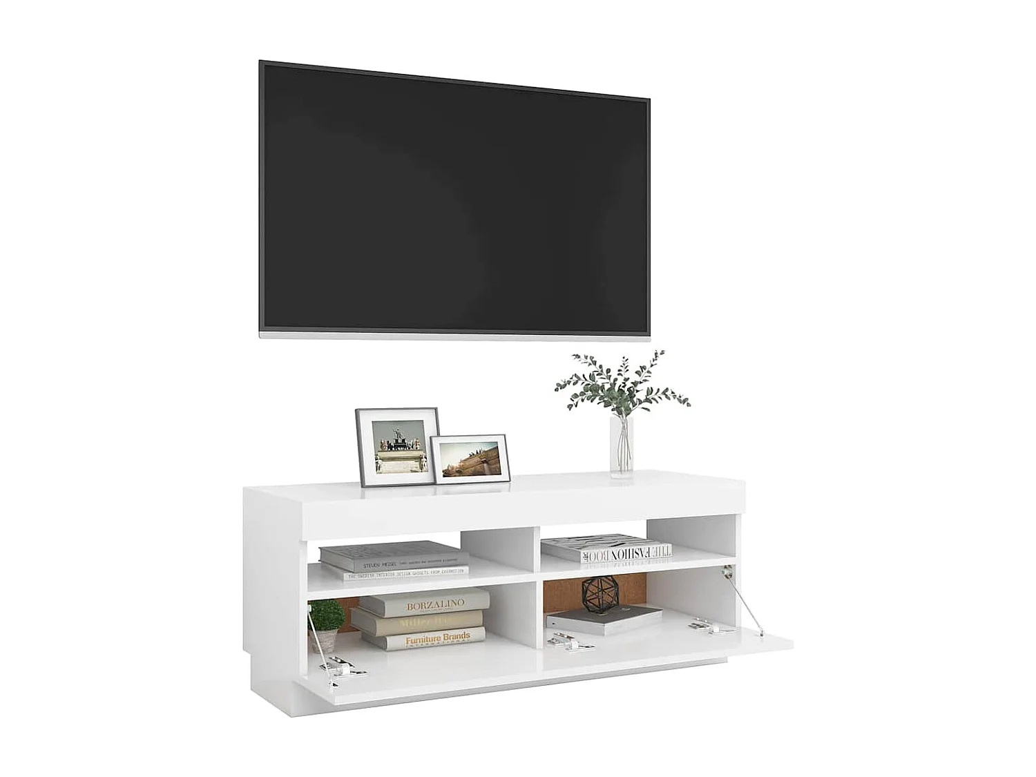 Meuble TV avec lumières LED Blanc 100x35x40 cm