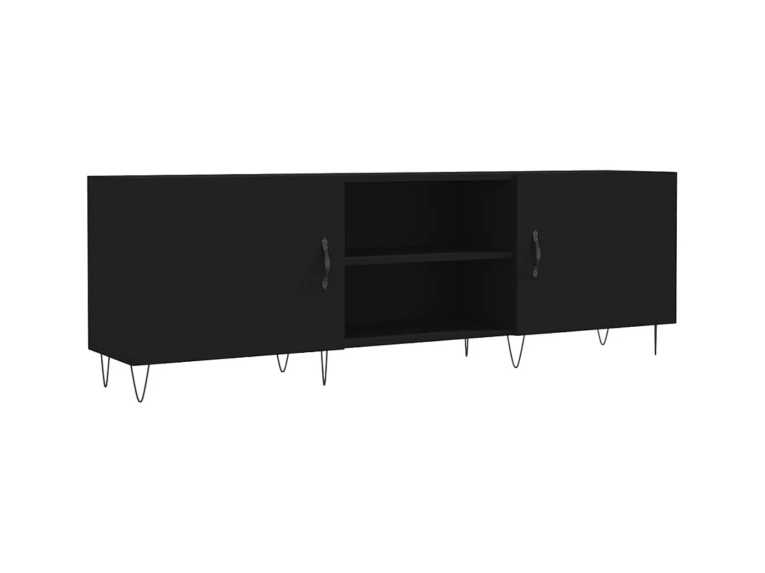 Meuble TV noir 150x30x50 cm bois d'ingénierie