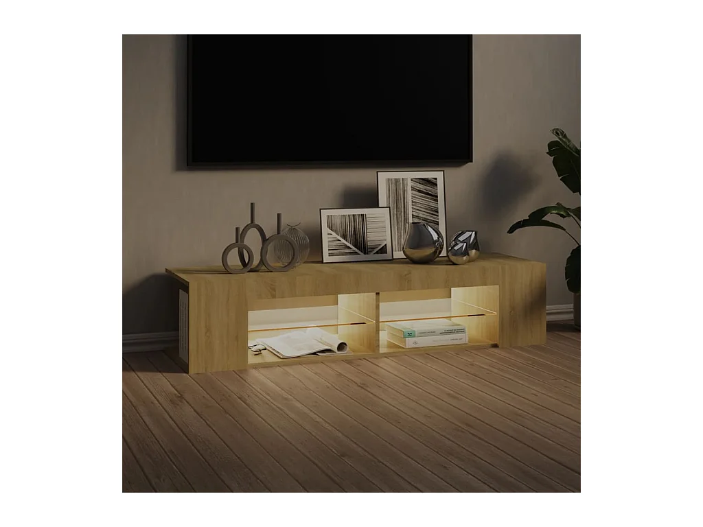 Meuble TV avec lumières LED chêne sonoma 135x39x30 cm
