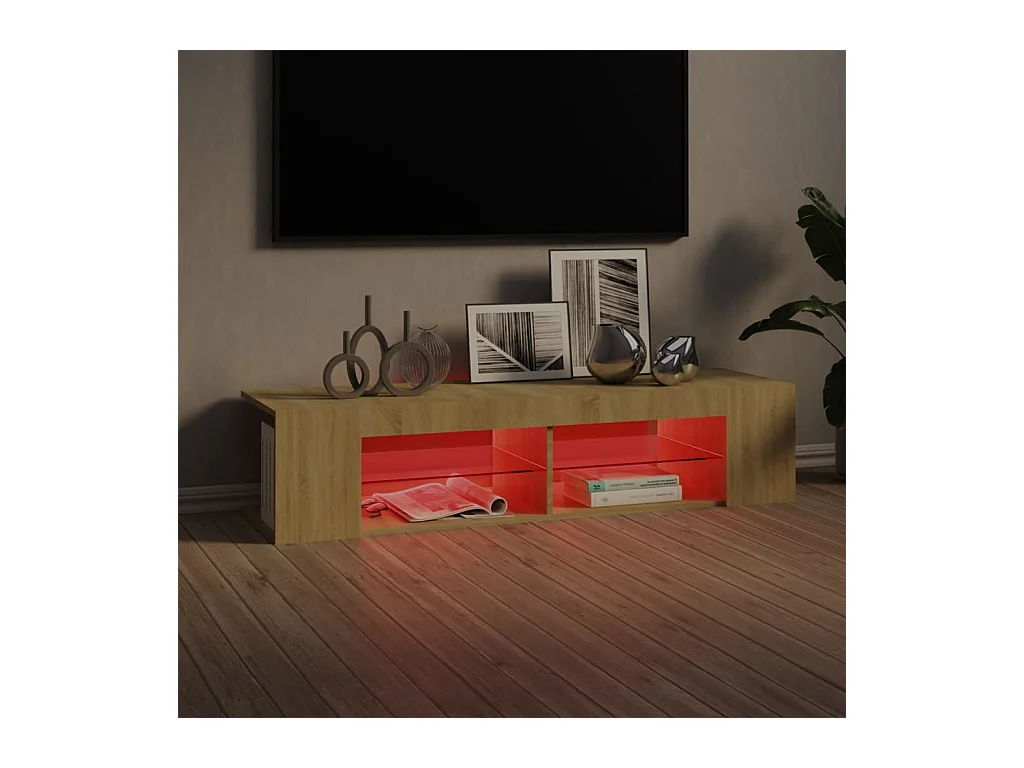 Meuble TV avec lumières LED chêne sonoma 135x39x30 cm